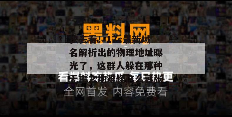 快去看！17c最新域名解析出的物理地址曝光了，这群人躲在那种无主之地难怪这么嚣张