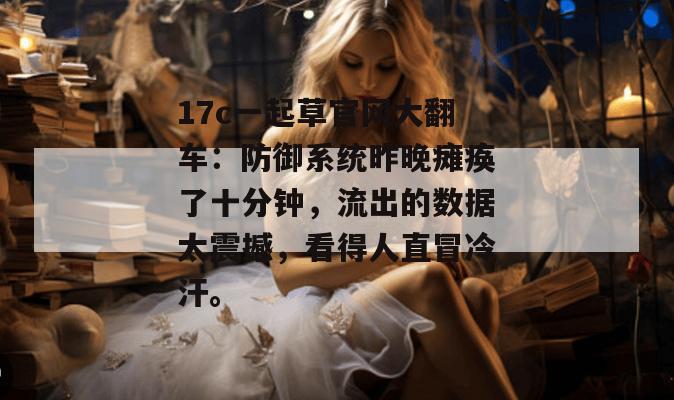 17c一起草官网大翻车：防御系统昨晚瘫痪了十分钟，流出的数据太震撼，看得人直冒冷汗。